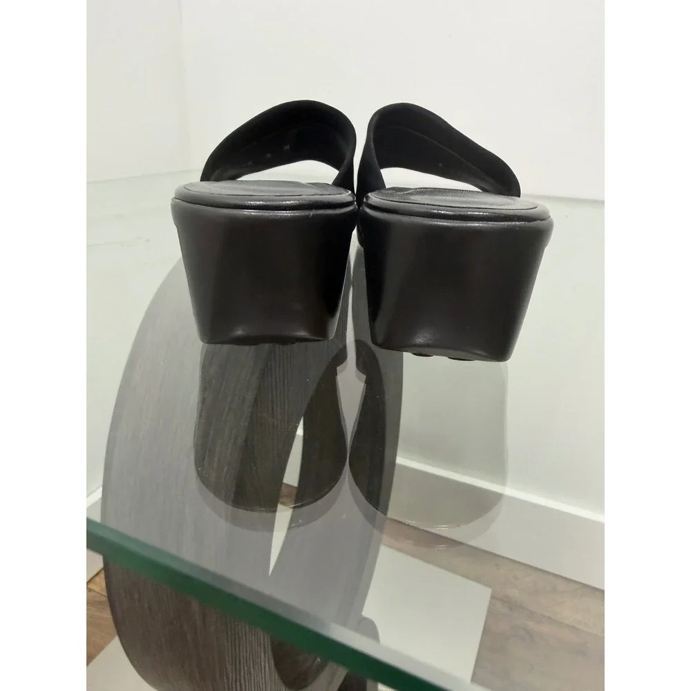 Stuart Weitzman Womens Black Stretch Wedge Slide Sandals Mules A41006 Size 8 N